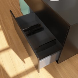 Тумба под раковину Villeroy & Boch Finion 120х50,1 см с подсветкой МДФ черный матовый лак/стекло черное матовое F702GMPD