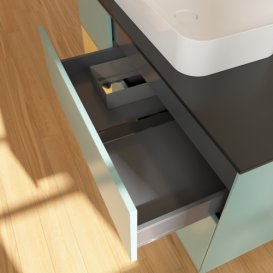 Тумба під раковину Villeroy & Boch Finion 120х50,1 см із підсвічуванням МДФ оливковий матовий лак/скло чорне матове F702HFGM