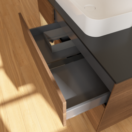 Тумба под раковину Villeroy & Boch Finion 120х50,1 см с подсветкой МДФ шпон грецкого ореха/стекло черное матовое F702PCGN