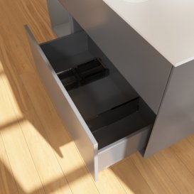 Тумба під раковину Villeroy & Boch Finion 120х50,1 см з підсвічуванням антрацит матовий лак/скло біле матове G701GKGK