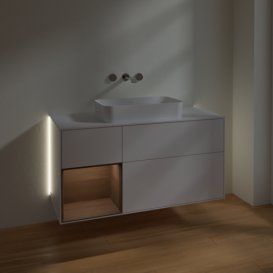 Тумба под раковину Villeroy & Boch Finion 120х50,1 см с подсветкой МДФ глянцевый белый лак/стекло белое матовое G701GNGF