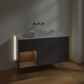Тумба под раковину Villeroy & Boch Finion 120х50,1 см с подсветкой МДФ антрацит матовый лак/стекло белое матовое G701GNGK