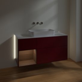 Тумба под раковину Villeroy & Boch Finion 120х50,1 см с подсветкой МДФ пион матовый лак/стекло белое матовое G701GNHB