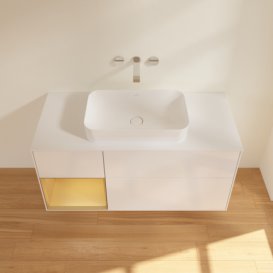 Тумба под раковину Villeroy & Boch Finion 120х50,1 см с подсветкой МДФ глянцевый белый лак/стекло белое матовое G701HFGF