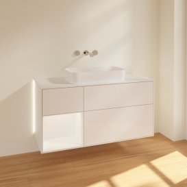 Тумба под раковину Villeroy & Boch Finion 120х50,1 см с подсветкой МДФ глянцевый белый лак/стекло белое матовое G701MTGF