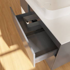 Тумба під раковину Villeroy & Boch Finion 120х50,1 см з підсвічуванням антрацит матовий лак/скло біле матове G701MTGK