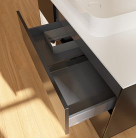 Тумба под раковину Villeroy & Boch Finion 120х50,1 см с подсветкой МДФ черный матовый лак/стекло белое матовое G701MTPD