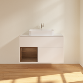 Тумба під раковину Villeroy & Boch Finion 100х50,1 см із підсвічуванням МДФ білий матовий лак/скло біле матове F361GNMT