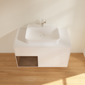 Тумба під раковину Villeroy & Boch Finion 100х50,1 см із підсвічуванням МДФ білий матовий лак/скло біле матове F361GNMT