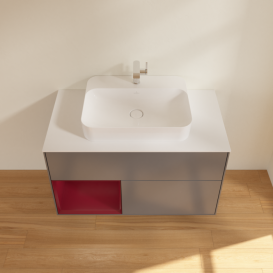 Тумба под раковину Villeroy & Boch Finion 100х50,1 см с подсветкой МДФ антрацит матовый лак/стекло белое матовое F361HBGK