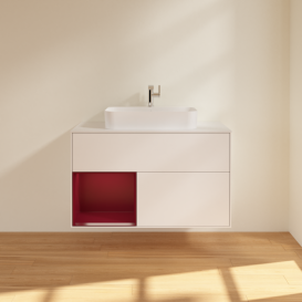 Тумба під раковину Villeroy & Boch Finion 100х50,1 см із підсвічуванням МДФ білий матовий лак/скло біле матове F361HBMT