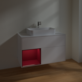 Тумба під раковину Villeroy & Boch Finion 100х50,1 см із підсвічуванням МДФ білий матовий лак/скло біле матове F361HBMT