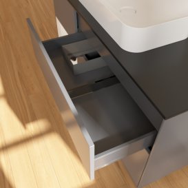 Тумба під раковину Villeroy & Boch Finion 120х50,1 см з підсвічуванням антрацит матовий лак/скло чорне матове G702GFGK