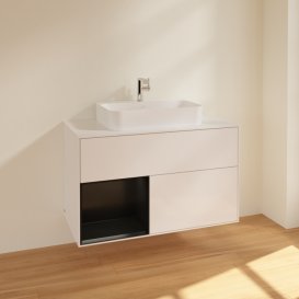 Тумба под раковину Villeroy & Boch Finion 100х50,1 см с подсветкой МДФ глянцевый белый лак/стекло белое матовое F361PDGF