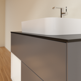 Тумба під раковину Villeroy & Boch Finion 100х50,1 см із підсвічуванням МДФ антрацит матовий лак/скло чорне матове F362GFGK