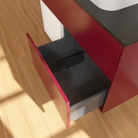 Тумба под раковину Villeroy & Boch Finion 100х50,1 см с подсветкой МДФ пион матовый лак/стекло черное матовое F362GFHB