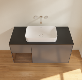 Тумба под раковину Villeroy & Boch Finion 120х50,1 см с подсветкой МДФ антрацит матовый лак/стекло черное матовое G702GNGK