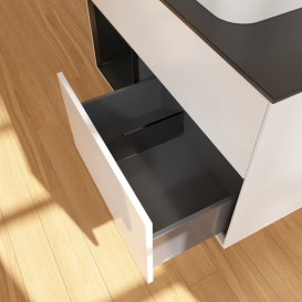 Тумба під раковину Villeroy & Boch Finion 100х50,1 см із підсвічуванням МДФ білий глянцевий лак/скло чорне матове F362PDGF