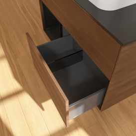 Тумба під раковину Villeroy & Boch Finion 100х50,1 см із підсвічуванням МДФ шпон волоського горіха/скло чорне матове F362PDGN