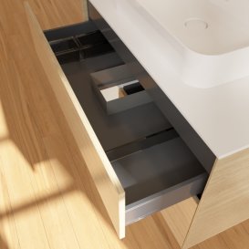 Тумба под раковину Villeroy & Boch Finion 100х50,1 см с подсветкой МДФ шпон дуба/стекло белое матовое F361GFPC