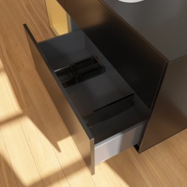 Тумба под раковину Villeroy & Boch Finion 120х50,1 см с подсветкой МДФ черный матовый лак/стекло черное матовое G702HFPD