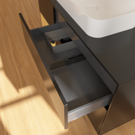 Тумба под раковину Villeroy & Boch Finion 120х50,1 см с подсветкой МДФ черный матовый лак/стекло черное матовое G702HFPD