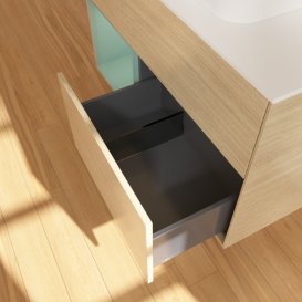 Тумба під раковину Villeroy & Boch Finion 100х50,1 см із підсвічуванням МДФ шпон дуба/скло біле матове F361GMPC