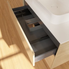 Тумба під раковину Villeroy & Boch Finion 100х50,1 см із підсвічуванням МДФ шпон дуба/скло біле матове F361GNPC