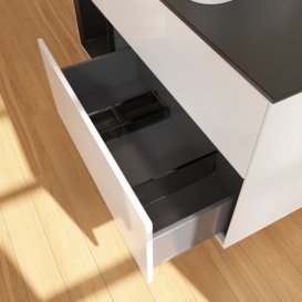 Тумба під раковину Villeroy & Boch Finion 120х50,1 см з підсвіткою МДФ білий глянцевий лак/скло чорне матове G702PDGF