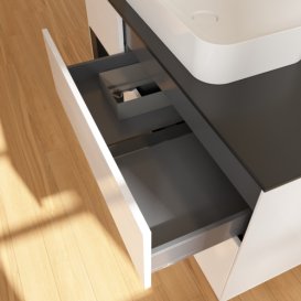 Тумба під раковину Villeroy & Boch Finion 120х50,1 см з підсвіткою МДФ білий глянцевий лак/скло чорне матове G702PDGF