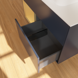 Тумба під раковину Villeroy & Boch Finion 100х50,1 см із підсвічуванням МДФ темно-синій матовий лак/скло біле матове F361HFHG