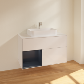 Тумба под раковину Villeroy & Boch Finion 100х50,1 см с подсветкой МДФ глянцевый белый лак/стекло белое матовое F361HGGF