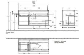 Тумба під раковину Villeroy & Boch Finion 120х50,1 см з підсвічуванням МДФ шпон волоського горіха/скло чорне матове G702PDGN