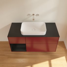 Тумба под раковину Villeroy & Boch Finion 120х50,1 см с подсветкой МДФ пион матовый лак/стекло черное матовое G702PDHB