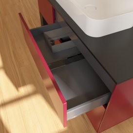 Тумба під раковину Villeroy & Boch Finion 120х50,1 см з підсвічуванням МДФ півонія матовий лак/скло чорне матове G702PDHB