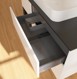 Тумба під раковину Villeroy & Boch Finion 120х50,1 см із підсвічуванням МДФ білий матовий лак/скло чорне матове G702PDMT