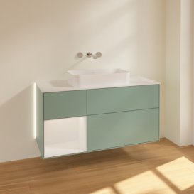 Тумба під раковину Villeroy & Boch Finion 120х50,1 см із підсвічуванням МДФ оливковий матовий лак/скло біле матове G701GFGM