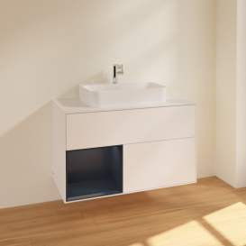 Тумба под раковину Villeroy & Boch Finion 100х50,1 см с подсветкой МДФ белый матовый лак/стекло белое матовое F361HGMT