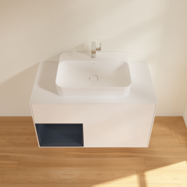 Тумба под раковину Villeroy & Boch Finion 100х50,1 см с подсветкой МДФ белый матовый лак/стекло белое матовое F361HGMT