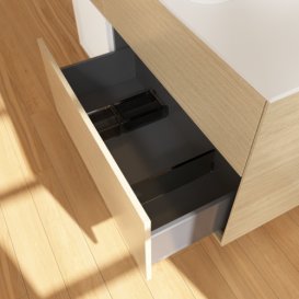 Тумба под раковину Villeroy & Boch Finion 120х50,1 см с подсветкой МДФ шпон дуба/стекло белое матовое G701GFPC