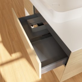 Тумба под раковину Villeroy & Boch Finion 120х50,1 см с подсветкой МДФ шпон дуба/стекло белое матовое G701GFPC