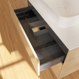 Тумба под раковину Villeroy & Boch Finion 100х50,1 см с подсветкой МДФ шпон дуба/стекло белое матовое F361PCPC