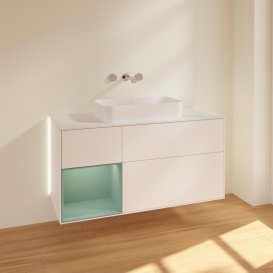 Тумба под раковину Villeroy & Boch Finion 120х50,1 см с подсветкой МДФ белый матовый лак/стекло белое матовое G701GMMT