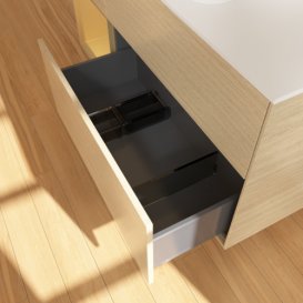 Тумба под раковину Villeroy & Boch Finion 120х50,1 см с подсветкой МДФ шпон дуба/стекло белое матовое G701HFPC