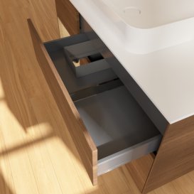 Тумба под раковину Villeroy & Boch Finion 120х50,1 см с подсветкой МДФ шпон грецкого ореха/стекло белое матовое G701PCGN