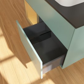 Тумба под раковину Villeroy & Boch Finion 100х50,1 см с подсветкой МДФ оливковый матовый лак/стекло черное матовое F362HFGM