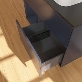 Тумба під раковину Villeroy & Boch Finion 100х50,1 см із підсвічуванням МДФ темно-синій матовий лак/скло чорне матове F362HGHG