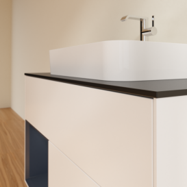 Тумба под раковину Villeroy & Boch Finion 100х50,1 см с подсветкой МДФ белый матовый лак/стекло черное матовое F362HGMT