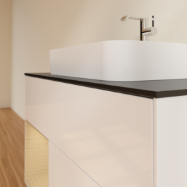 Тумба под раковину Villeroy & Boch Finion 100х50,1 см с подсветкой МДФ глянцевый белый лак/стекло черное матовое F362PCGF