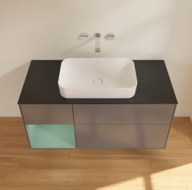 Тумба под раковину Villeroy & Boch Finion 120х50,1 см с подсветкой МДФ антрацит матовый лак/стекло черное матовое G702GMGK